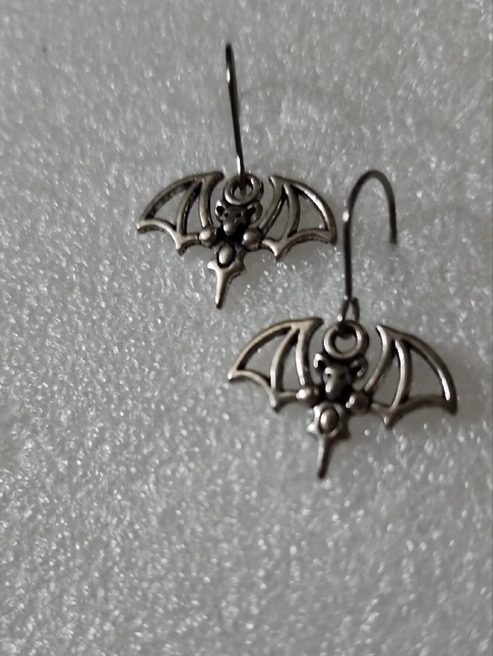 Hand Crafted Silver Bat Dangle Earrings